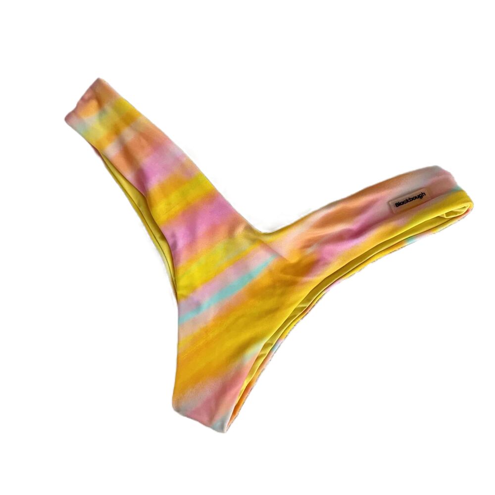 Blackbough Multicolored Tie-Dye Pattern Cheeky Bikini Bottom Yellow Small